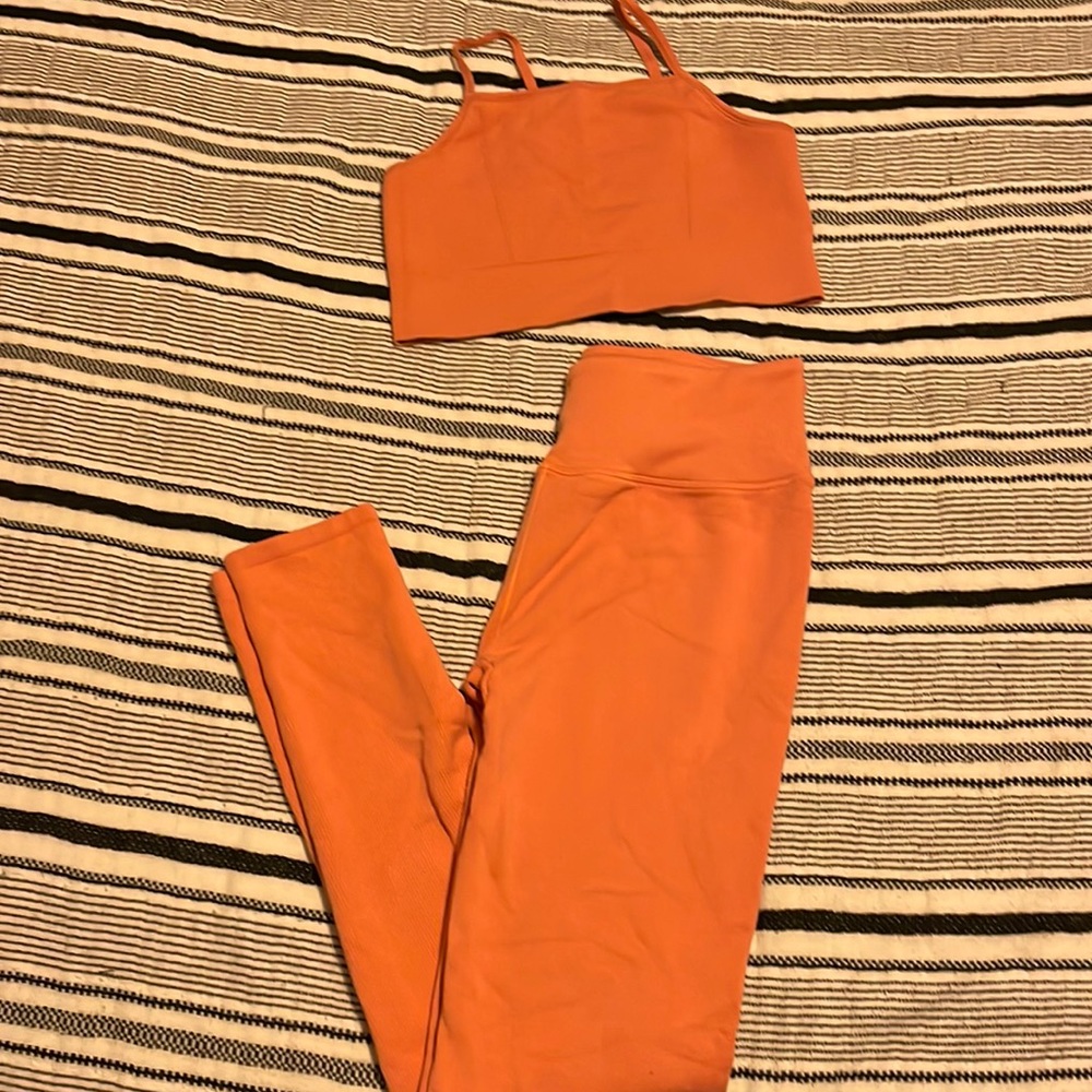 Fabletics Peach Ribbed Workout Set